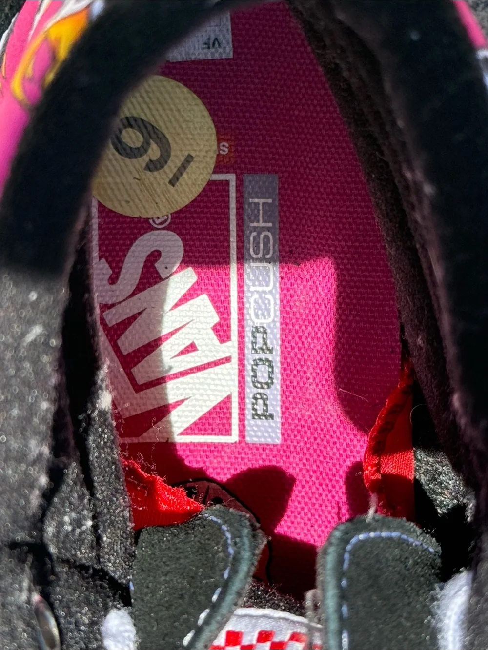 NWOT Vans Skate Sk8-Hi Fuchsia Fedora Flaming Dice Sneakers Size 9